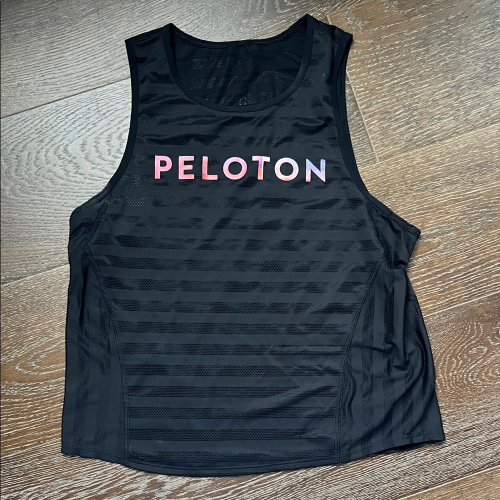 Lululemon Black Mesh Tank with Peloton Logo